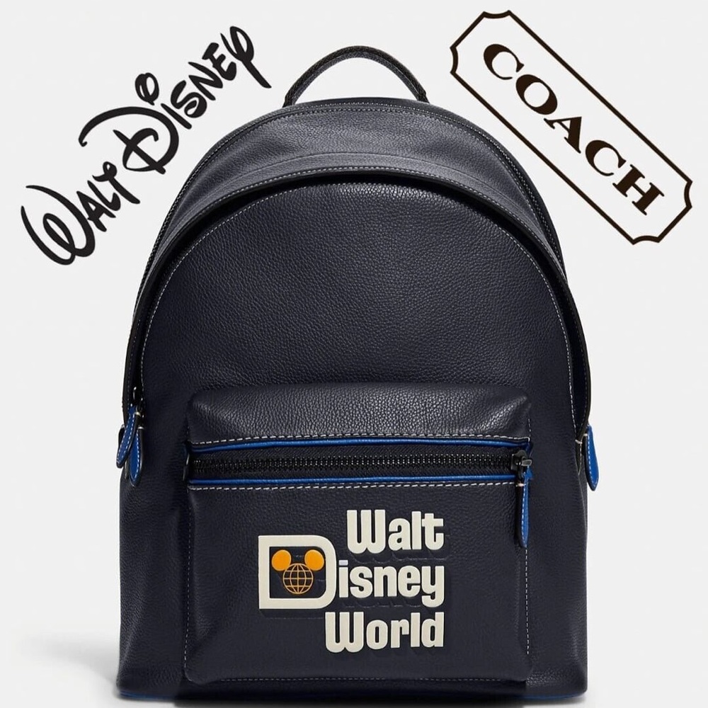 Disney X Coach Charter Backpack With Walt Disney World Motif Leather Bag Mickey